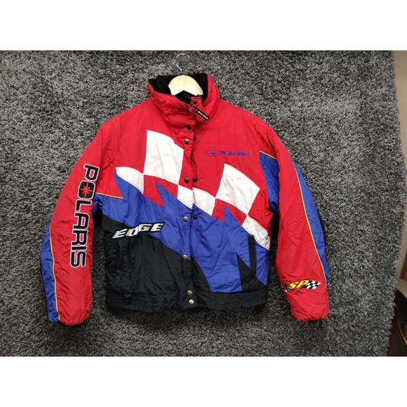 Polaris Edge Racing Jacket Women Medium Red‎ 3 in 1 Lining Checkered Flag - Picture 1 of 10